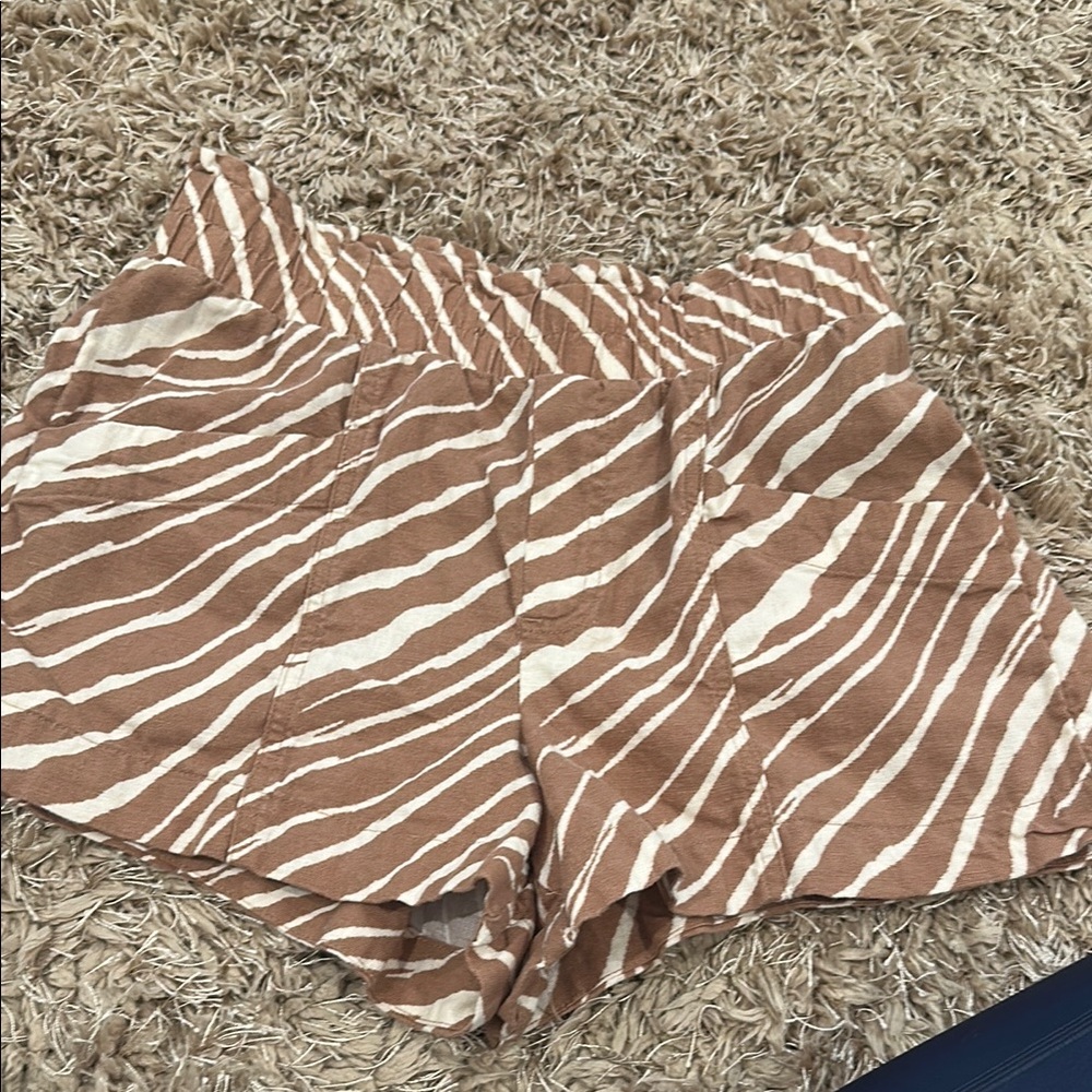a new day Brown and Cream Zebra-Print High-Waist Shorts